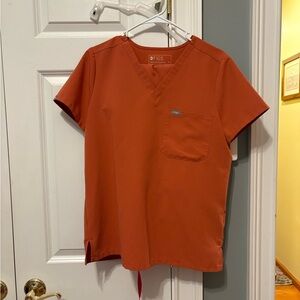 Figs Catarina One Pocket Scrub Top-Terracota